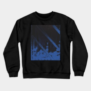 Night Blue Cityscape through Window Crewneck Sweatshirt